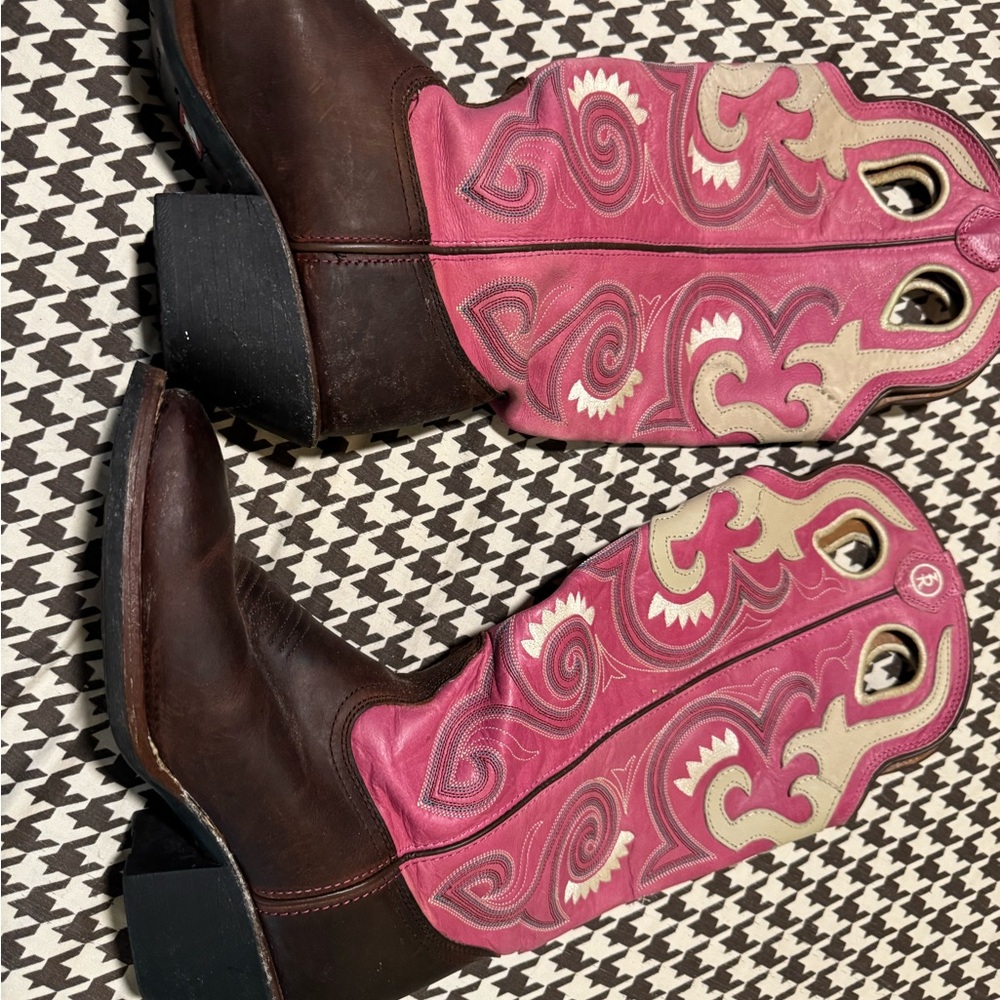 Tony Lama Pink and Brown cowgirl Boots